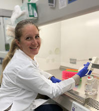 Kate Dixon working in lab